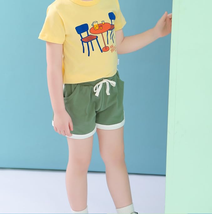 Boys Girls Summer 2 Pack Knit Sports Shorts,Toddler Baby Casual Pull-On Soft Shorts2