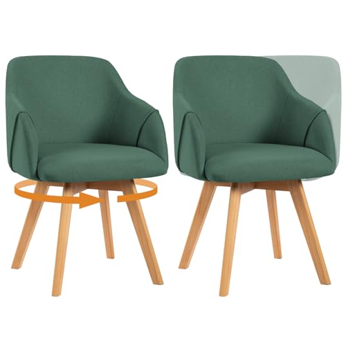 Bekrvio 360° Drehbare Esszimmerstühle 2er Set, Polsterstuhl mit Armlehne, Stoffbezug, Holzbeine, Mid-Century Design, Komfortabler Küchenstuhl für Esszimmer und Wohnzimmer (Dunkelgrün, 2PCS) Bekrvio 360° Drehbare Esszimmerstühle 2er Set, Polsterstuhl mit Armlehne, Stoffbezug, Holzbeine, Mid-Century Design, Komfortabler Küchenstuhl für Esszimmer und Wohnzimmer (Dunkelgrün, 2PCS)