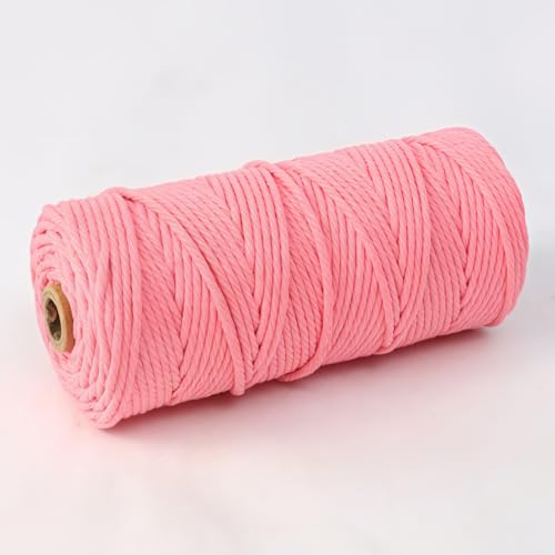 HSTWODE 1/7 cuerdas de algodón, cuerda de macramé de 4 mm, cuerda de algodón, 7 colores, hilo de macramé, cuerda de algodón para manualidades, para colgar, manualidades, tejer, colgar plantas, (rojo
