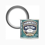 HOCHSTE® Hammerite Metal Paint Satin White, Rust Protection, Easy Application, Fast Drying Time, DIY Projects, Home Renovations, Indoor and Outdoor Use, 250ml