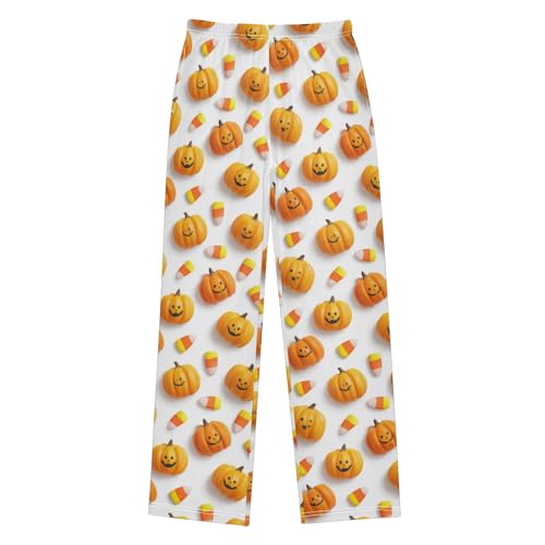 Halloween Pumpkins Candy Corn Pajama Pants Soft PJ Bottoms Lounge Pants for Sleepwear Sport Size 6–14 Years