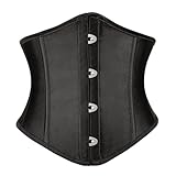JASGOOD Black Corset Belt for Women Underbust Fishbone Lace Up Corset Wide Waist Corsets Renaissance Pirate Belt Halloween Cosplay Corsets