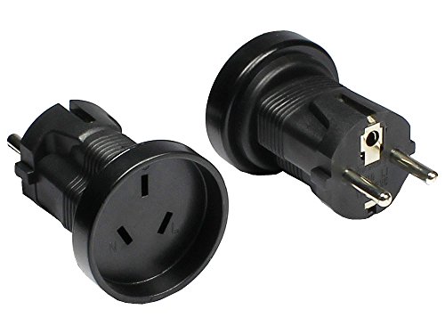 Alcasa 1500-ADAU1 Adaptador de Enchufe eléctrico Tipo I (AU) Tipo F Negro - Adaptador para Enchufe (Tipo I (AU), Tipo F, Negro, Male Connector/Female Connector)