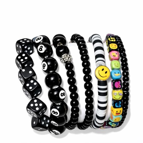Pulseras Y2K Deerhobbes para adolescentes pack de 5 pulseras apilables Alt Kandi de moda grunge
