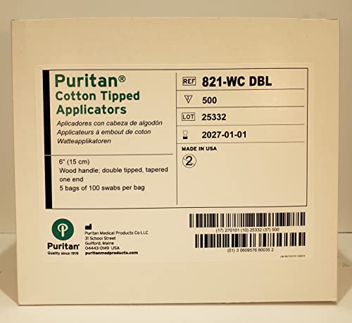 Image of Puritan 821-WC DBL Applicator (Non-sterile) 6 inch x 1 /12 inch Wood Cotton [PRICE is per BOX]