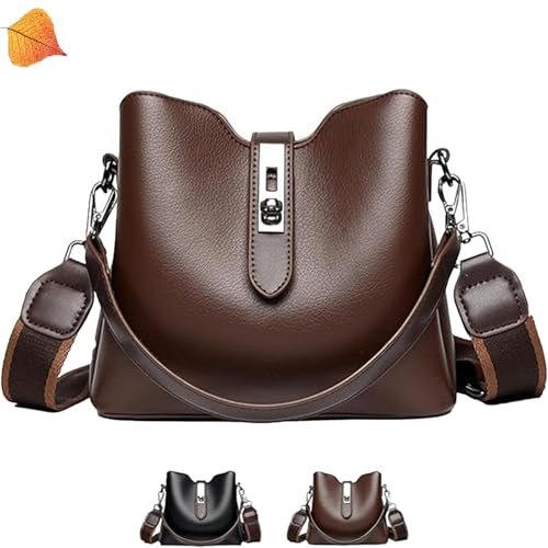 2025 Three Straps Bucket Bag for Women,Fashion Crossbody Bag, with Adjustable Wider Shoulder Strap, Zipper Compartments