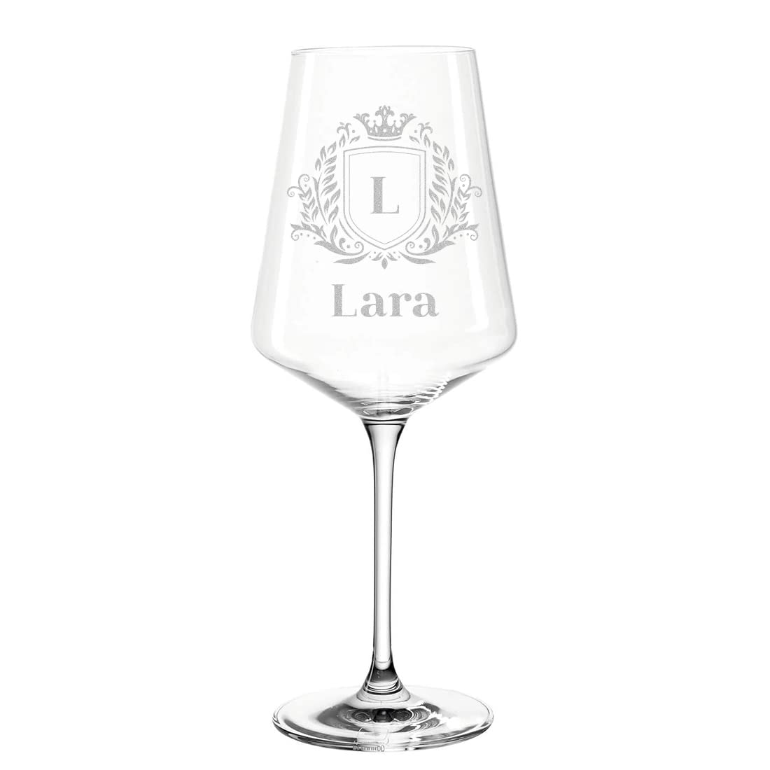 polar-effekt 4-TLG Wein Geschenkset mit Wunschgravur - Motiv Wappen - personalisiert - 2X Weingläser 560 ml, 1x Holzkiste, 1x Rotweinflasche 700 ml - Weißwein - DIY - Genuss - Mann, Frau - Geburtstag