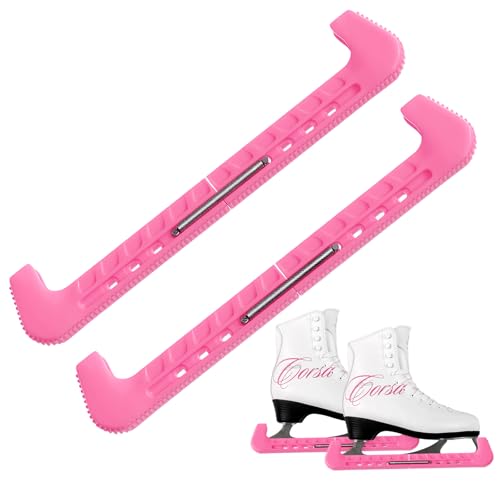YUFFQOPC Kufenschoner Schlittschuhe, Verstellbarer Schlittschuh Schoner Eiskunstlauf Schlittschuhe mit Spring Eiskunstlauf Zubehör für Hockeyschlittschuhe, Rosa