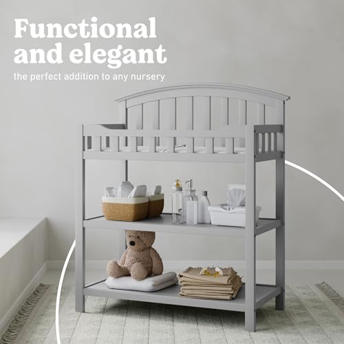 Image of Graco Changing Table with Water-Resistant Changing Pad (Pebble Gray) - GREENGUARD Gold Certified, Multi Storage Nursery Changing Table for Infants and Babies