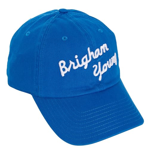 Desert Cactus BYU Brigham Young University University Baseball Hat Cougars Cougs Brimmed Embroidered Hats Cap Adjustable Cloth Strap Adult (Style Vintage F1) Blue