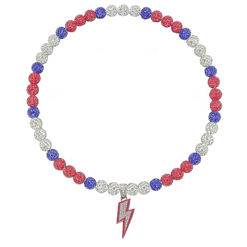 Volare Lightning Bolt Baseball Beaded Necklace Ice Baseball Bling Chain Necklaces Baseballs Stuff Drip Accessories