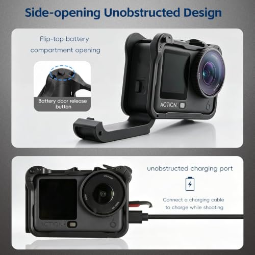 Image of Adofys Housing Case for DJI Osmo Action 6, ABS Protective Frame Expansion Cage, Cold Shoe, 1 /4 inch Screw Adapter, Action 6 Accessories Compatible for Tripod, Selfie Stick