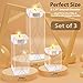 OVLUXE Large Crystal Candle Holders Set of 3, Heavy Solid Square Tea Light Holder Table Centerpieces for Home Decoration Wedding Décor. Ideal for Gift