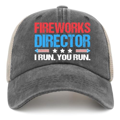 Image of Fireworks Director I Run You Run Golf hat Trucker Cap Marine Blue Mens Hats and caps Gifts for Mom Cool Cap