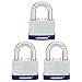 BRINKS - 50mm Laminated Steel Keyed Padlock, 3-Pack - Chrome Plated with Hardened Boron Steel Shackle