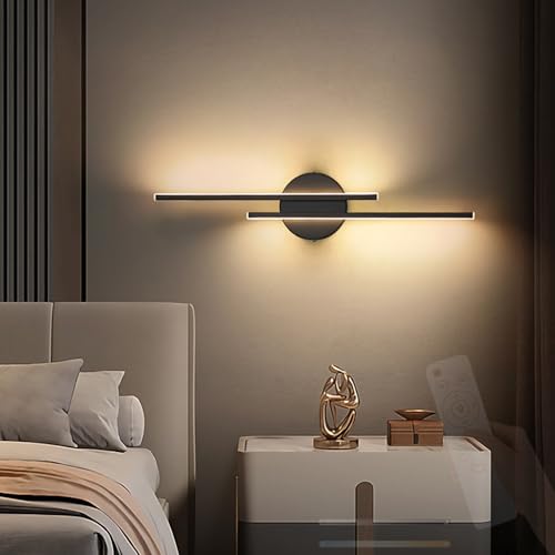 Luz de pared moderna para cocina y comedor con iluminación lineal negra de tono variable