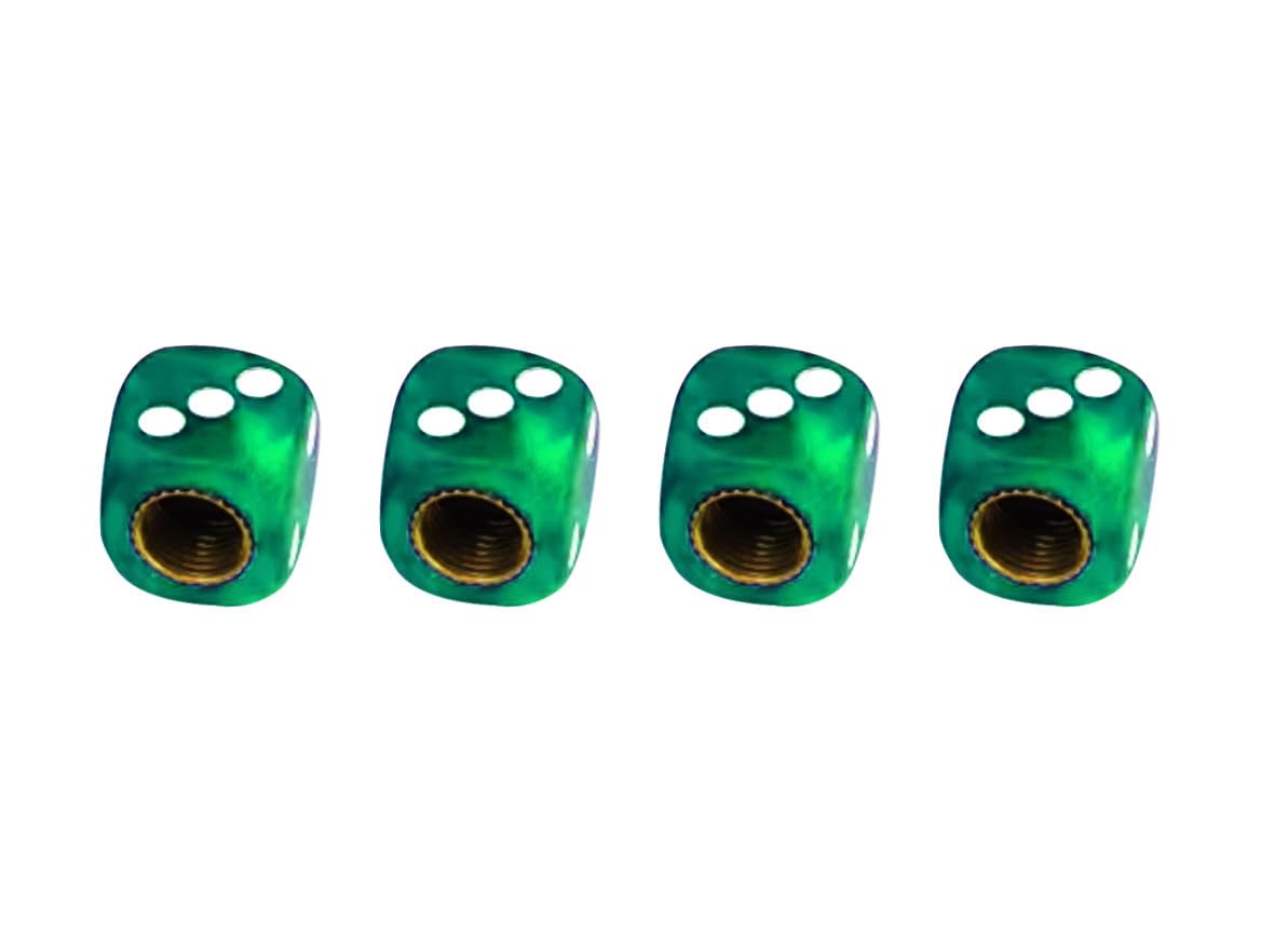 Green Metal Dice Tyre Wheel Alloy Valve Caps Dust Caps  4 Pack Universal For Cars Suvs Bicycles Motorcycles Trucks Rubber Airtight Seal~p79609088