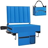 Aliphon Stadium Seat for Bleachers with Back Support and Cushion, Bleacher Seats with Shoulder Strap and Cup Holder, Padded Portable Folding Comfort Stadium Chair, for Sports Events, Blue (1pcs)