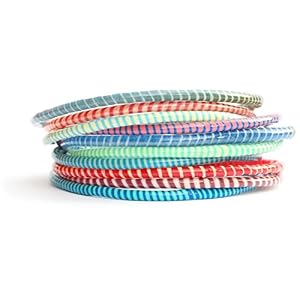 10 recycled flip flop bracelets assorted colors hand made in mali, west africa