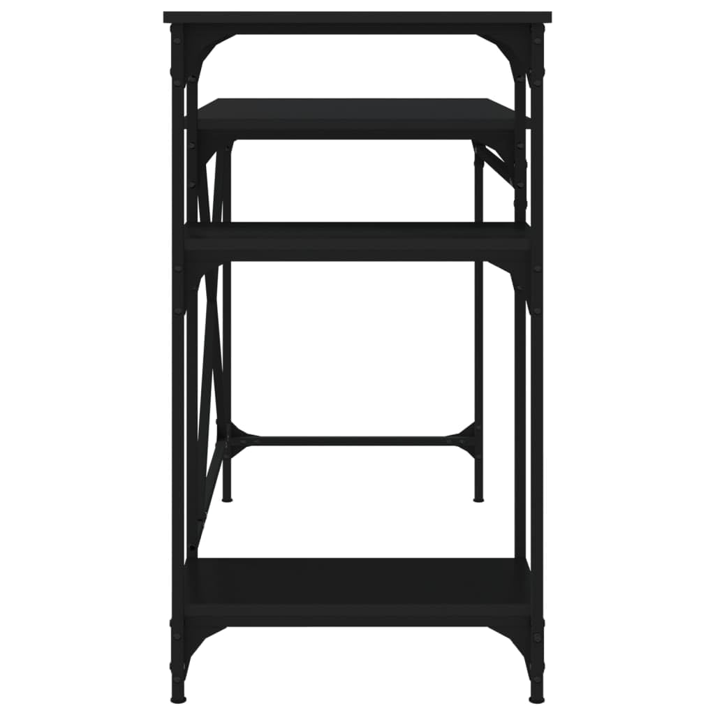 Scrivania Porta Computer con 3 Ripiani 105x50x90 cm Nera | Scrittoio salvaspazio in stile industriale con scaffali portaoggetti, ideale per studio, ufficio o camera da letto.