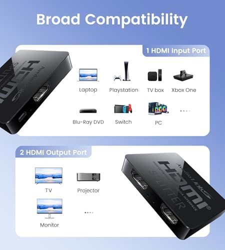 avedio links HDMI Splitter 1 in 2 Out [with 4 Ft Hdmi Cable], Mirror Only — view 6