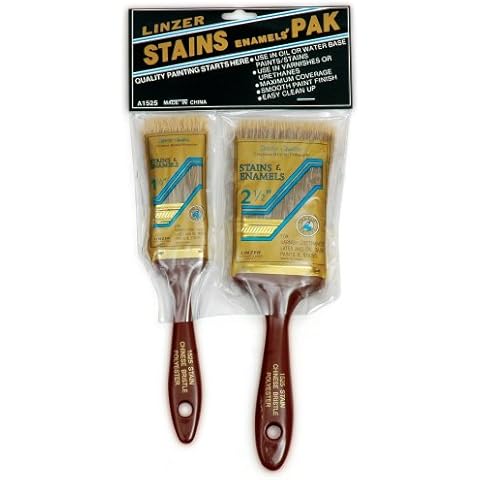 Linzer A-1525 Stain Brush Set, 2 Pieces, White Cover
