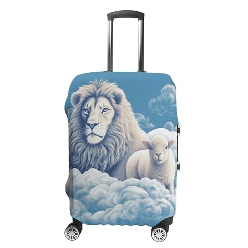 Anti-Scratch Luggage Cover Lamb with A Lion On The Clouds Printed Luggage Case Protector Washable Suitcase Covers Elastic Suitcase Protector for Size L (26-28 inch) Luggage