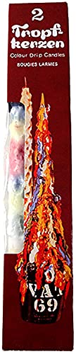 trendmile Premium Bunte Tropfkerzen 2 Stück je Packung , Partykerzen , Dekokerzen , Buntkerzen , Kerzen Cover