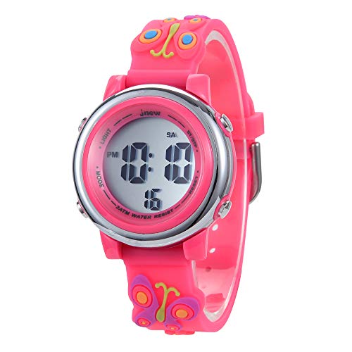 Kids Watches 3D Cartoon Silicone Butterfly Waterproof 7 LED Color Lights Toddler Digital Wrist Watch with Alarm Stopwatch for 3-10 Year Girls Little Child (Red)2
