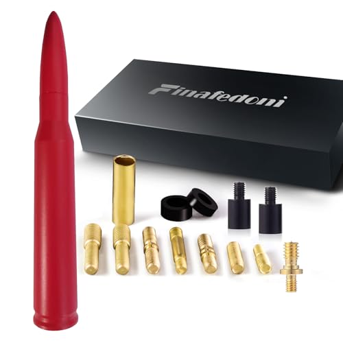 50 Cal Bullet Antenna Red Bullet Antenna Truck Car Antenna Replacement for Silverado 1500 Ford F150 F250 F350 Dodge Ram 1500 GMC Sierra 1500 Ranger Jeep Short Replacement Antena (Red)