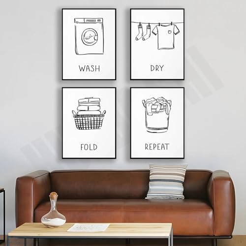 Art mural KEBIA affiches nordiques en toile haut de gamme pour buanderie moderne