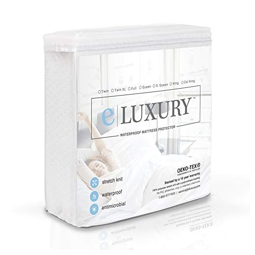 eLuxurySupply Premium Waterproof Mattress Protector - Mattress Cover Made with Oeko Tex Technology - Protection from Liquids and Dust Mites - Machine Washable Hypoallergenic Pad, Queen