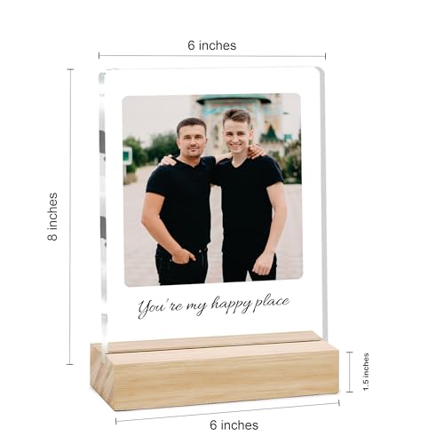 Image of Giftplease Customized Photo And Text Frame With Wooden Stand | Personalised Printed Photo Frame | Gift For Brother | Birthday | (Transparent, 5MM, 6 * 8 Inches), Tabletop BG 05