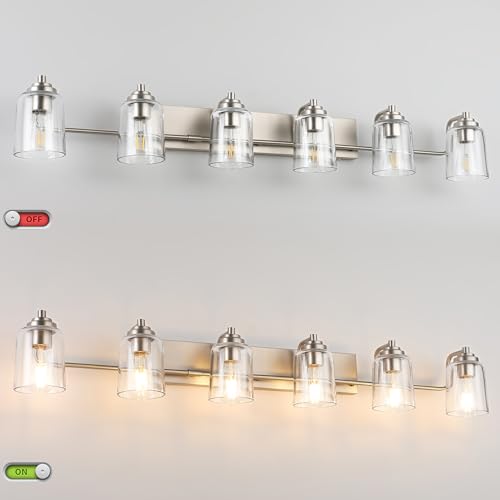 SOLFART 6 Light Bathroom Lights for Bathroom Brushed Nickel Vanity Light Bathroom Vanity Lighting Bath Light Fixtures Over Mirror - Thumbnail 6