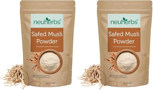 Image of Neuherbs Safed Musli Root Powder - 100 GM | Ayurvedic Support for Vitality & Performance | Herbal Supplement | Support Strength & Stamina Booster (Pack of 2)