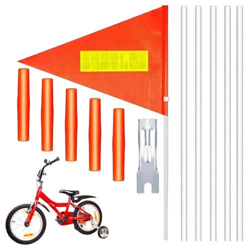 SEMINISMAR Fanions pour Remorque De Vélo,Drapeaux De Sécurité De Vélo,Bannière De Vélo Réglable,Bannière De Vélo D'ensemble De 14 Pièces,Drapeau De...