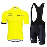 BEDSETS Radtrikot Herren Sommer Kurzarm Fahrrad Team Kurzarm MTB Radtrikot Atmungsaktive Fahrradbekleidung Sets Mountainbike Outdoor Sport (Fluoreszierendes Gelb A,4XL)