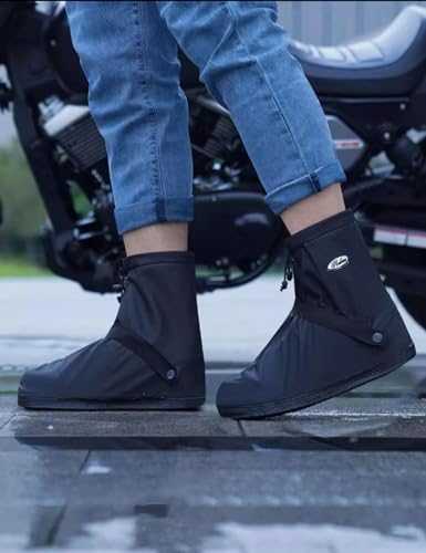Image of Waterproof Shoe Covers for Rain & Snow, Non-Slip Reusable Overshoes with Zipper - Durable Shoe Protectors for Hiking, Cycling, Outdoor Activities,Rain Boots for Men, Women & Kids