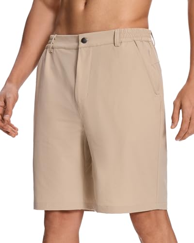 LUSHENUNI Men’s Golf Shorts Stretch Quick Dry 7” Lightweight Hiking Casual Dress Athletic Shorts with Zipper Pockets