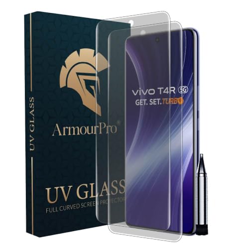 Image of ArmourPro 2 Pack Matte UV Tempered Glass for Vivo T4 and Vivo T4R 5G, Premium Curved Screen Protector with Anti-Glare Finish, Edge-to-Edge Coverage, Fingerprint Friendly and Case Friendly