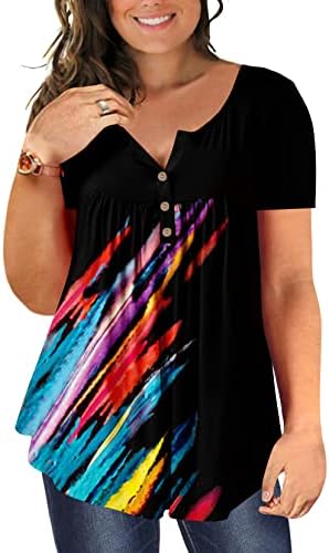 Girdtyd Womens Plus Size Tunic Tops to Wear with Leggings Casual Short Sleeve Blouses Ruffle Summer Floral Fashion T Shirt 4XL