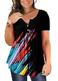 Girdtyd Womens Plus Size Tunic Tops to Wear with Leggings Casual Short Sleeve Blouses Ruffle Summer