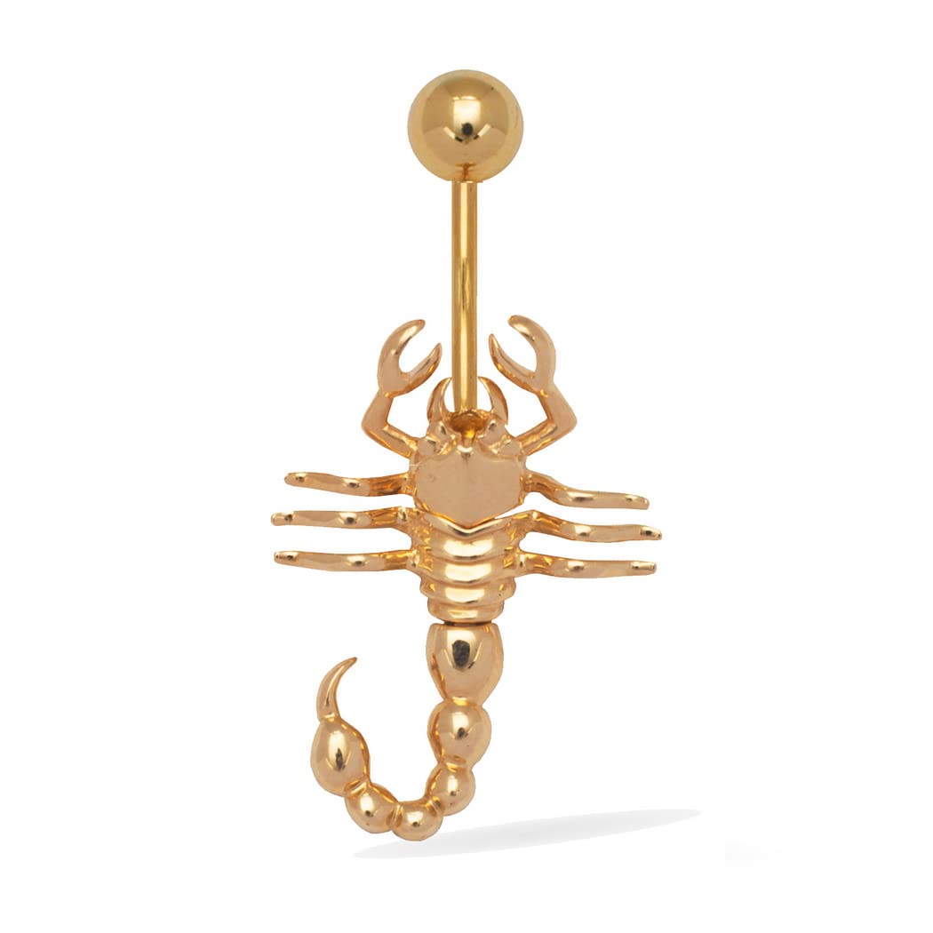 Bauchnabelring 14 Karat Gold 14 Gauge Skorpion (gelb oder weiß)