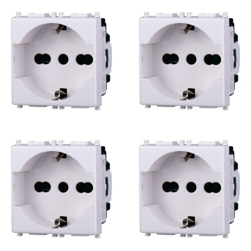 SPECIFICHE TECNICHE: Presa bipolare con terra (2P+T) con capacità di 10/16A e tensione nominale di 250V
