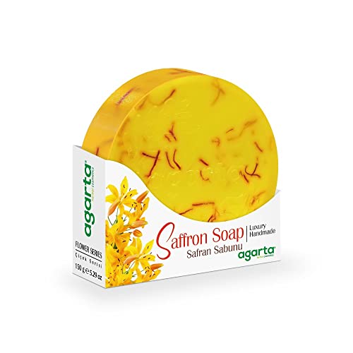 Agarta Handmade Natural Saffron Soap 5.29 Oz Flower Series, Wash, Cleaning, Head Soap, Body Soap, It Does Not Contain (Paraben, Paraffin Sls, Sles, Alcohol, Animal Fat, Chemical) #TOP2