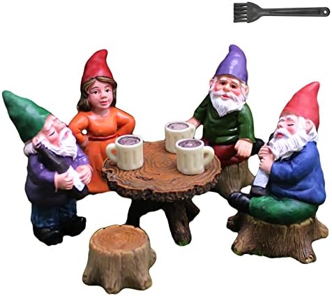 WaHomeFm Garden Gnomes Set of 6 Funny Fairy Garden Gnome Decorations Fairy Garden Miniatures Garden Gnomes Outdoor Dwarfs Statues, 2*2.8in