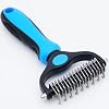 Pet Grooming Rake for Dogs & Cats – Double-Sided Deshedding and Dematting Tool, Gently Remove 95% of Loose Undercoat & Mats for Long-Haired Pets, Painless Fur Brush for Shedding Control (Blue)