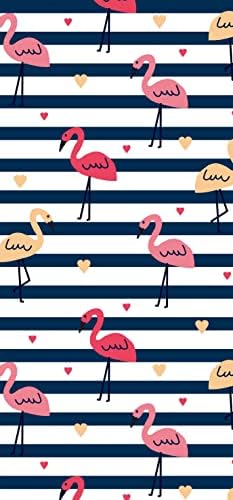 JALIBEI White and Dark Blue Stripes with Flamingos Hand Towels Hand Towels Bath Towels Soft Kitchen Dish Towels 13.6 * 29 for Household Daily Use | Home Decoration | Carry-On Hotel Gym Spa