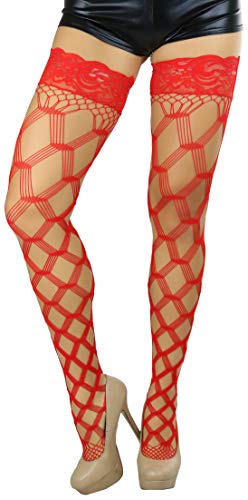 Image of ToBeInStyle Women's Multi-Strand Large Diamond Fence Net Thigh High Stockings