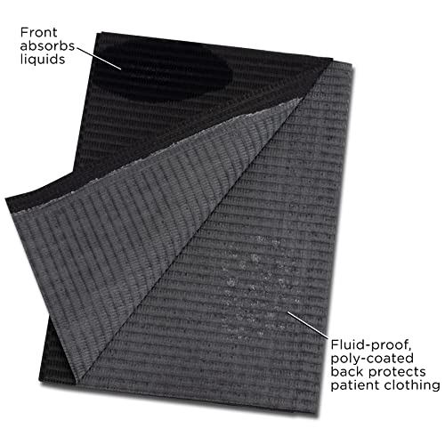 Disposable-Patient-Bibs-18-x-13-3-Ply-Waterproof-Paper-Bib-Sheet-with-Poly-Back-Dental-Medical-Tattoo-Nail-Tray-or-Table-Cover-Pack-of-125-Black